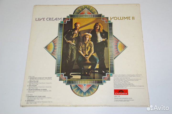 Пластинка Cream Live Volume II Germany 1972