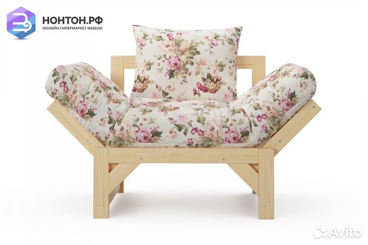 Кресло Амбер бежевое с цветами