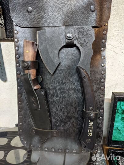 Набор шампуров в кожаном чехле