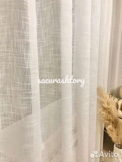Тюль лен белый