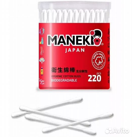 Палочки ватные Maneki Red 220 шт