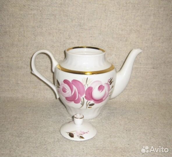 Заварочный чайник фарфор Дулево СССР позолота