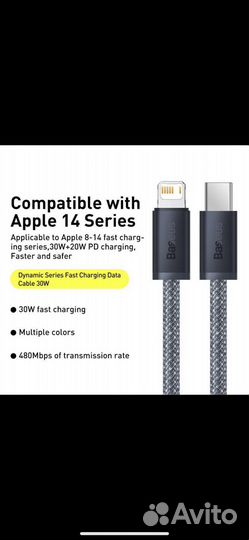 Кабель Baseus iPhone Lightning to Type-c 20w 2m