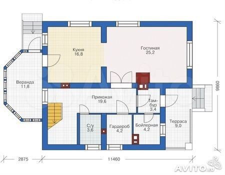 Коттедж 170 м² на участке 9 сот.