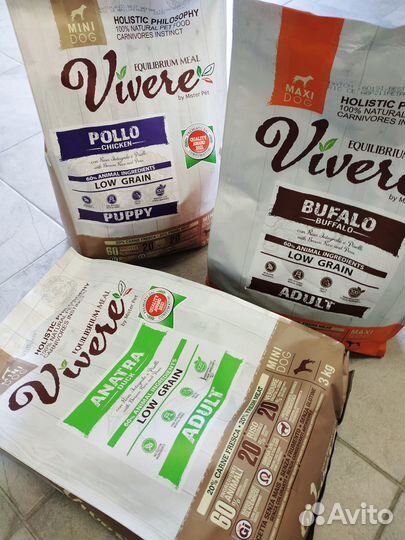 Vivere корм Италия для собак 3 кг и 12 кг