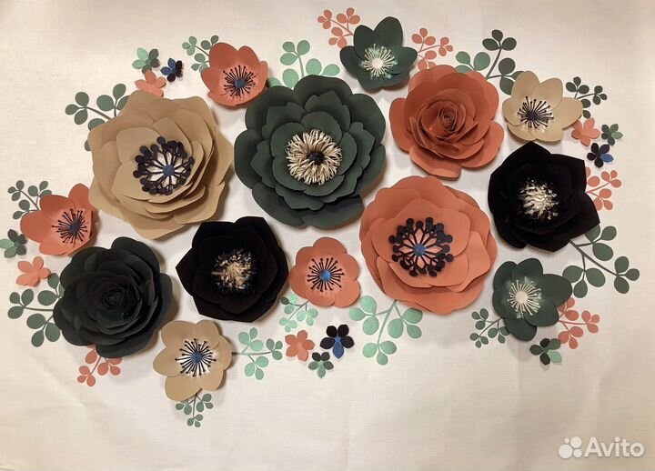 Цветы бумажные на стену