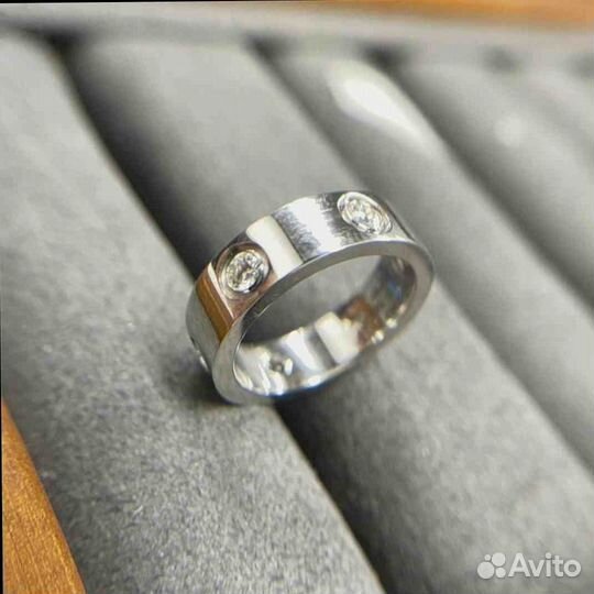 Кольцо Cartier Love, белое золото, 6 бр. 0,49ct