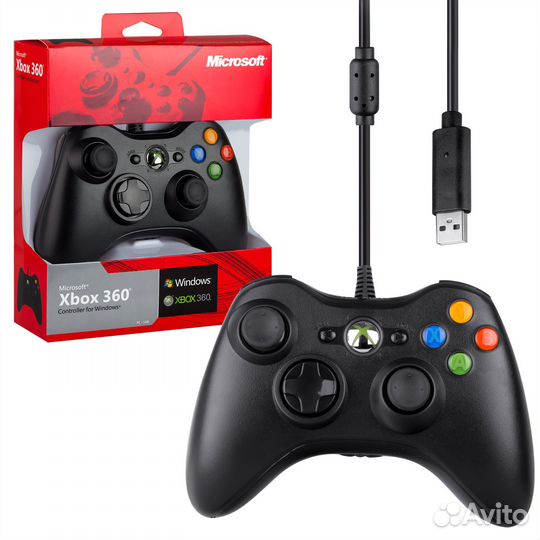 Джойстик проводной для xbox360, гарантия 3 мес