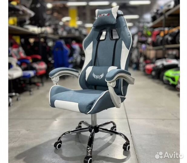 Кресло игровое компьютерное 308 синий - ткань