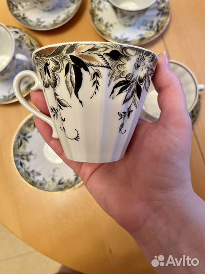 Чайный сервиз лфз фарфор СССР Желтый фриз