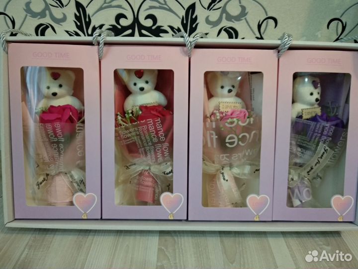 Мыльные розы с мишкой подарочный набор