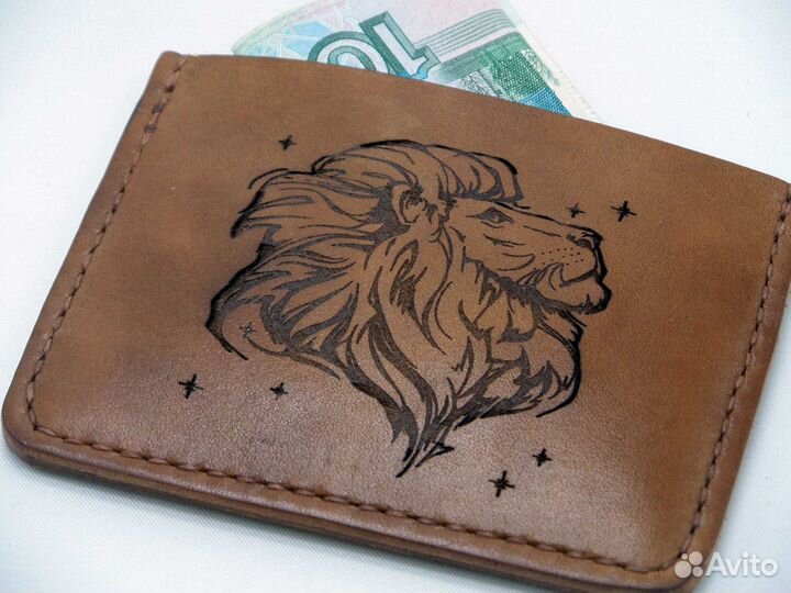 Картхолдер из натуральной кожи со знаком зодиака