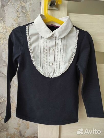 Блузка-обманка рубашка школьная 128