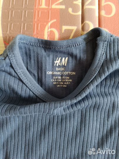 Боди h&m 80, для мальчика (новое)