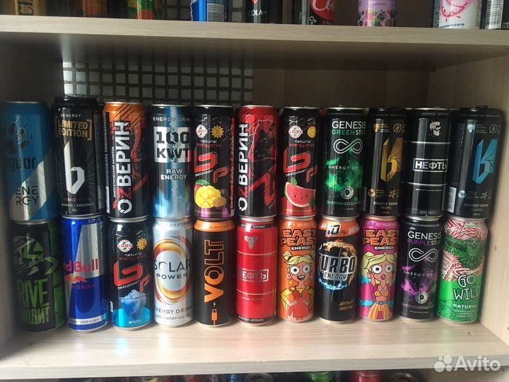 Коллекция банок из-под энергетиков
