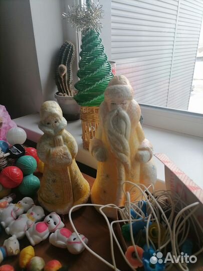 Елочные игрушки СССР, гирлянды, дед Мороз