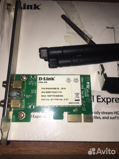 Wifi адаптер сетевая карта pci-e d-link dwa 548