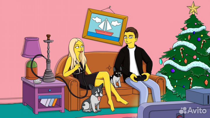 Симпсоны печать на холст