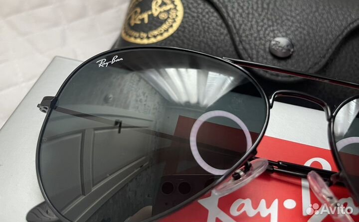 Солнцезащитные очки Ray Ban aviator чёрные стекло