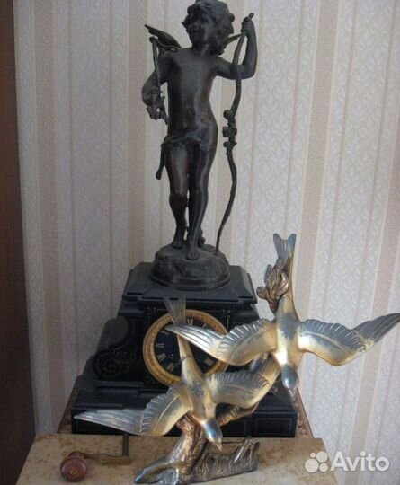 Старинная скульптурная группа чайки 35 см