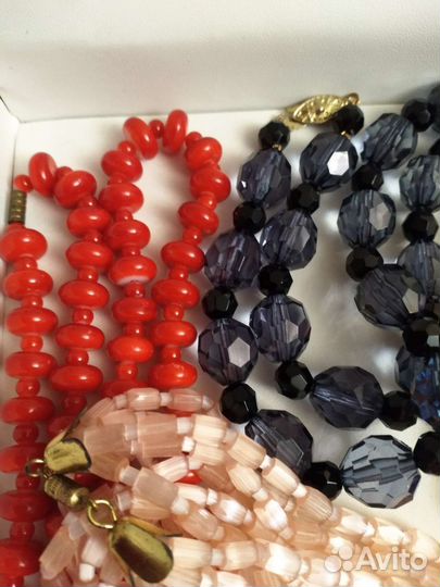 Бусы сатиновое стекло винтаж