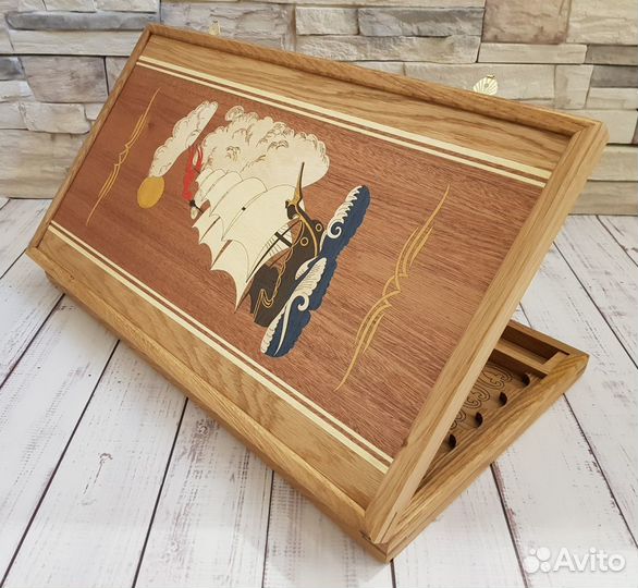 Нарды Парусник в стиле маркетри