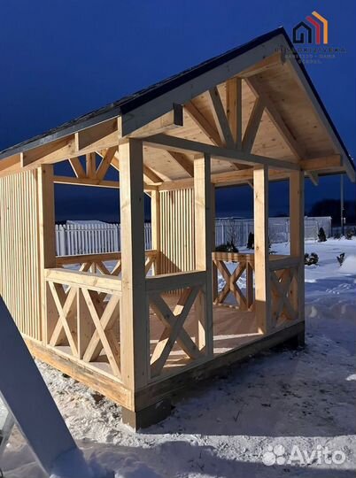 Беседка из сосны. Доставка
