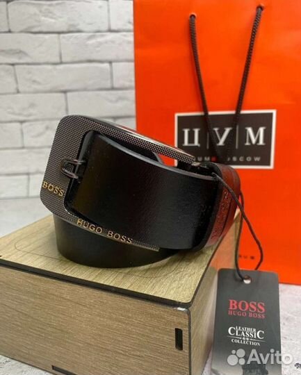 Мужской кожаный ремень hugo boss