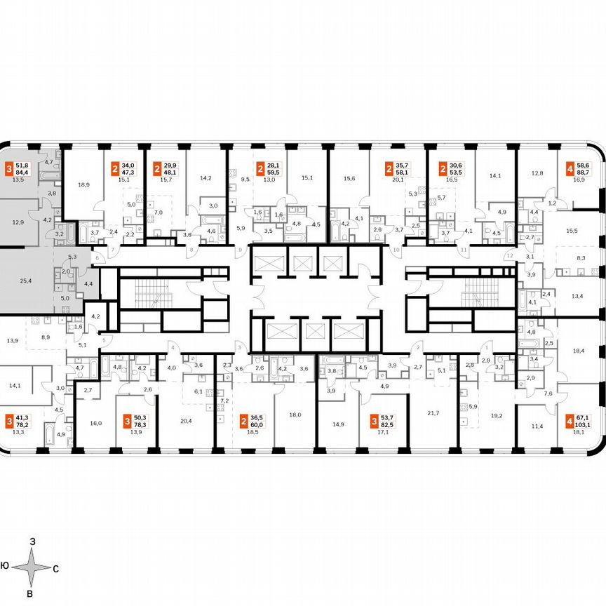 2-к. квартира, 84,4 м², 42/49 эт.