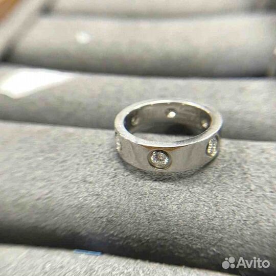 Кольцо Cartier Love, белое золото, 6 бр. 0,49ct