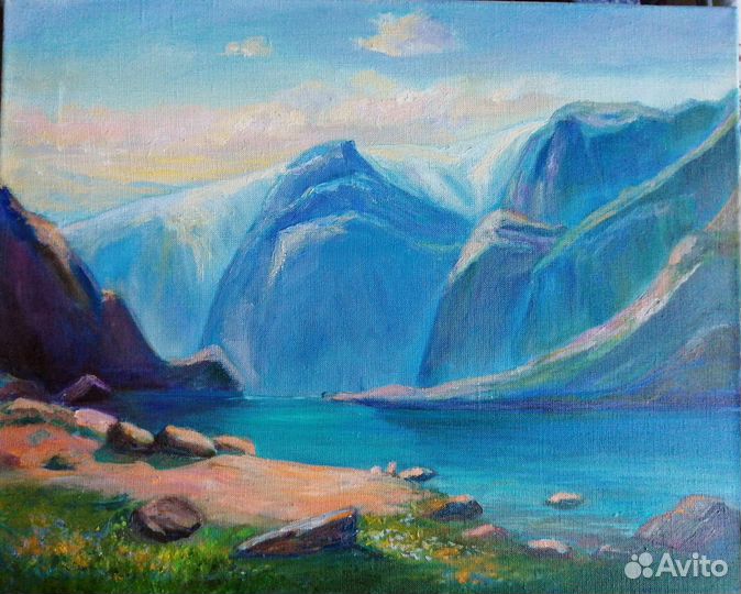 Картина маслом горный пейзаж