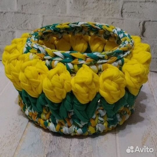 Вязаные интерьерные корзинки