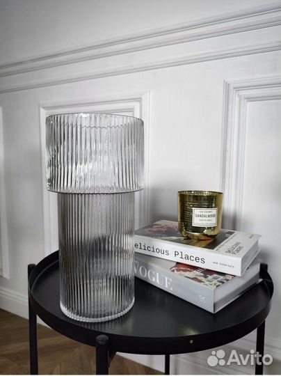 Ваза рельефная рефленая стекло