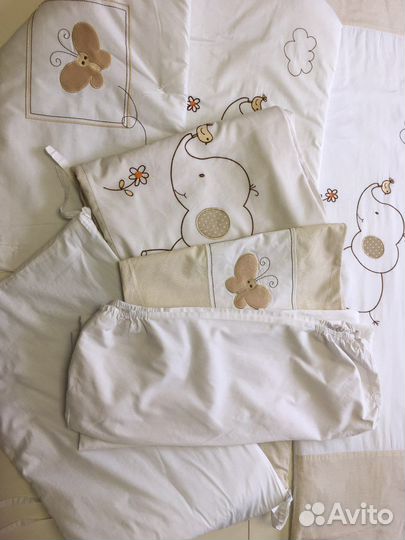 Бортики, пододеяльник, простынь, наволочка