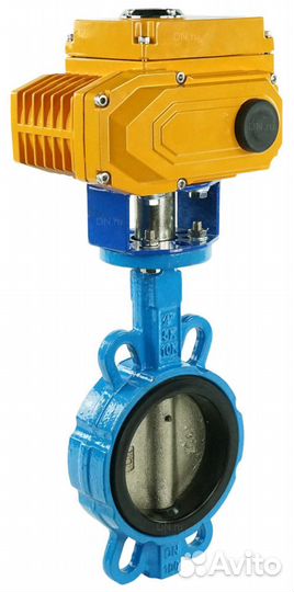 Затвор дисковый поворотный DN.ru WBV1413E-2W-Fb Ду250 Ру16, корпус - чугун GGG50, диск - чугун GGG40