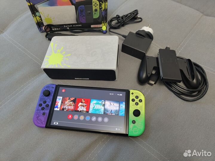 Чипованная Nintendo Switch oled Splatoon 64+256 Гб