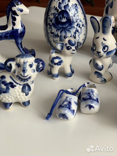 Фигурки гжель 20 штук одним лотом
