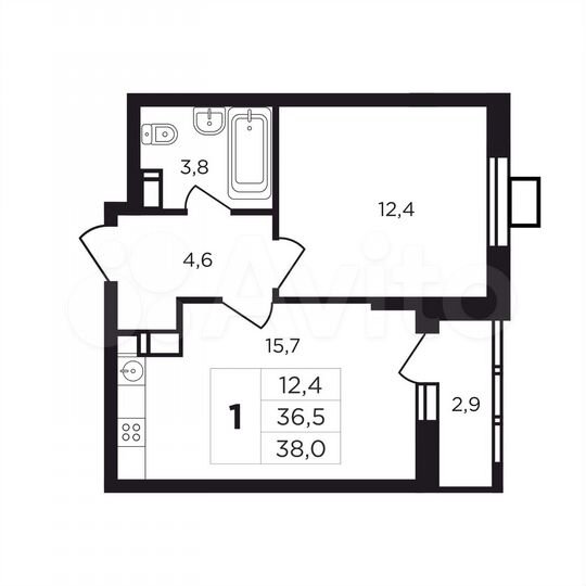 1-к. квартира, 39,4 м², 8/9 эт.