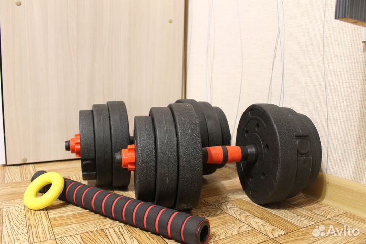 Новые гантели, разборные + штанга 20кг