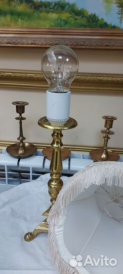 Антикварная настольная лампа бронза