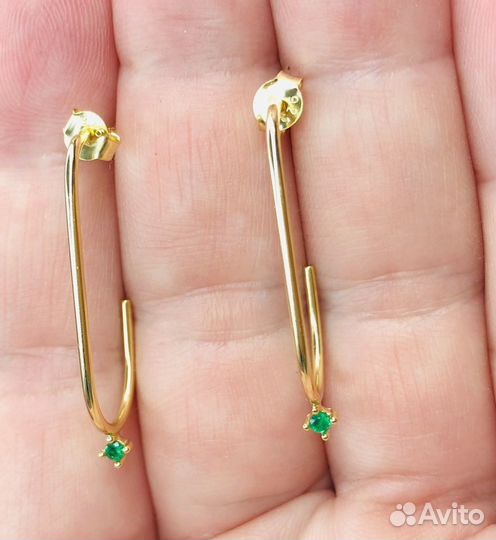 Серебряные серьги с изумрудами