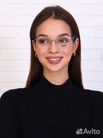 Оправа для очков на леске женская круглая серая