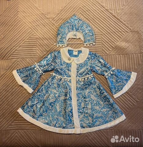 Костюм Снегурочки р.28, голубой/белый