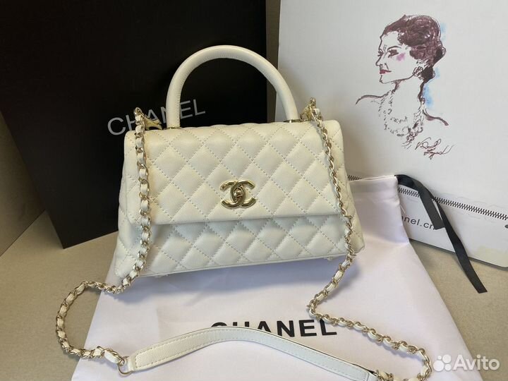 Сумка женская Chanel из натуральной кожи белая