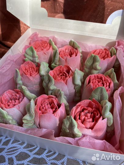 Подарок на день учителя, зефирные цветы