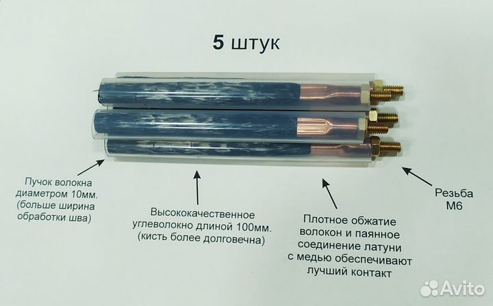 Углеродные кисти для пассивации металла (5 штук)