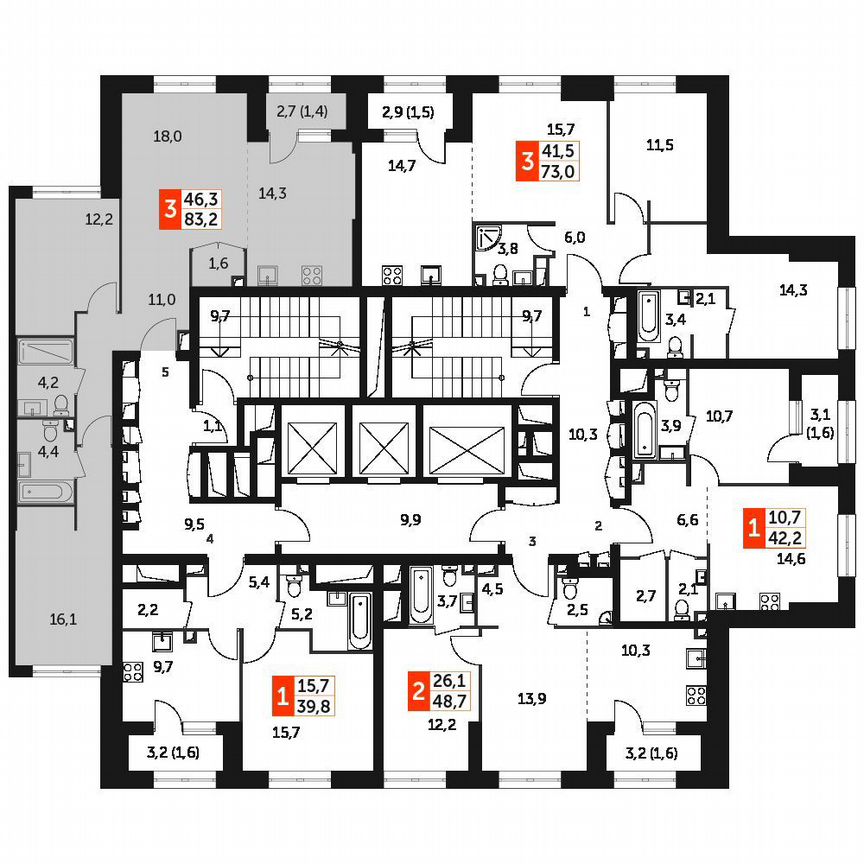 2-к. квартира, 83,2 м², 4/4 эт.