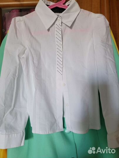 Блуза белая для девочки 6-7 лет