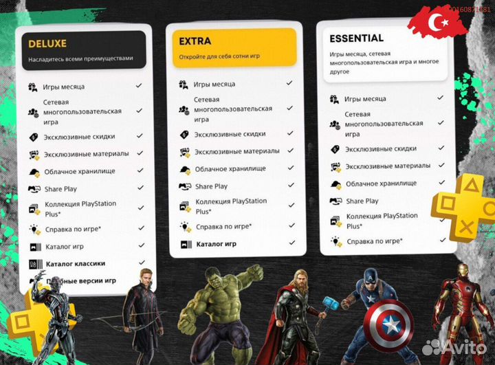 Подписка ps plus Delux+ EA play Турция (Арт.84424)