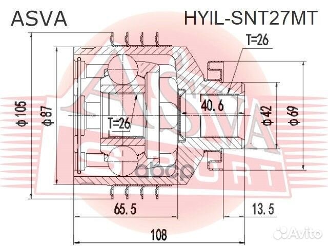 ШРУС внутренний правый santa FE 26x26x42 hyilsn